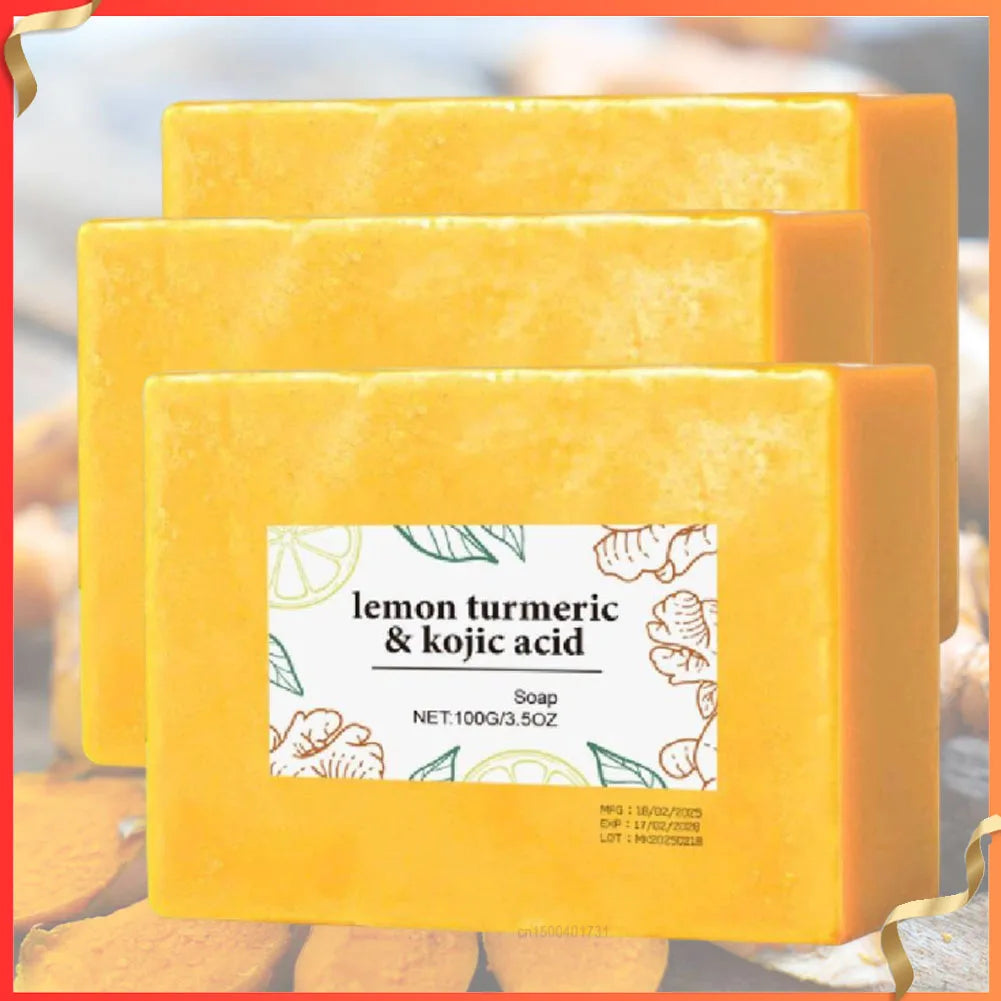 Natural Lemon Turmeric Kojic Acid Soap Skin Care for Dark Spots, Turmeric Soap for Face Wash Brighten Dark Spot Corrector - Health and Wellness Innovations
