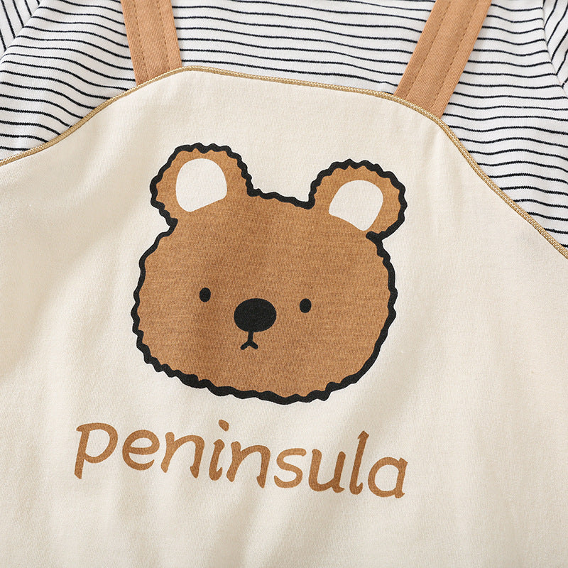 Cartoon Bear Print Baby Short Sleeve Rompers - Health and Wellness Innovations