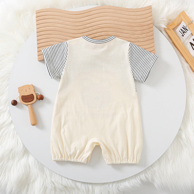 Cartoon Bear Print Baby Short Sleeve Rompers - Health and Wellness Innovations