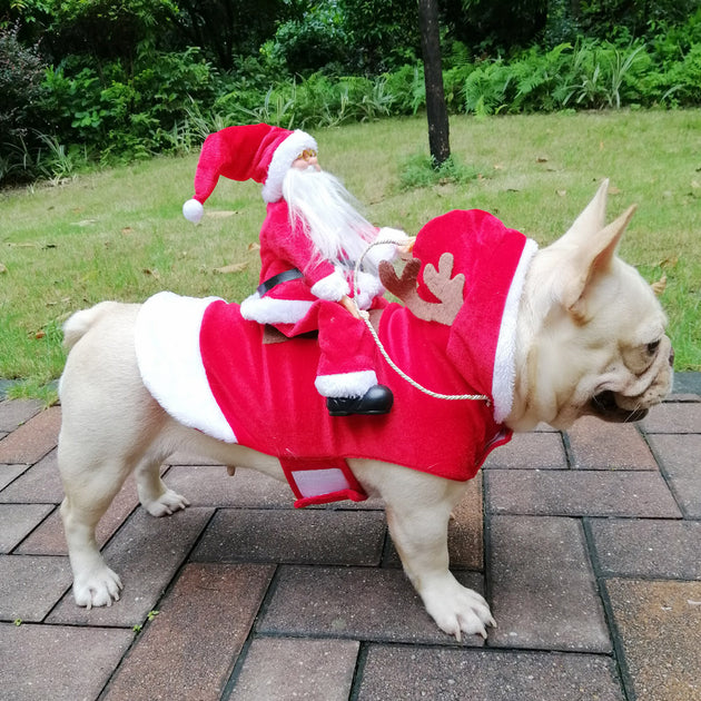 Dog Christmas Clothes Santa Claus Riding Deer - Health and Wellness Innovations
