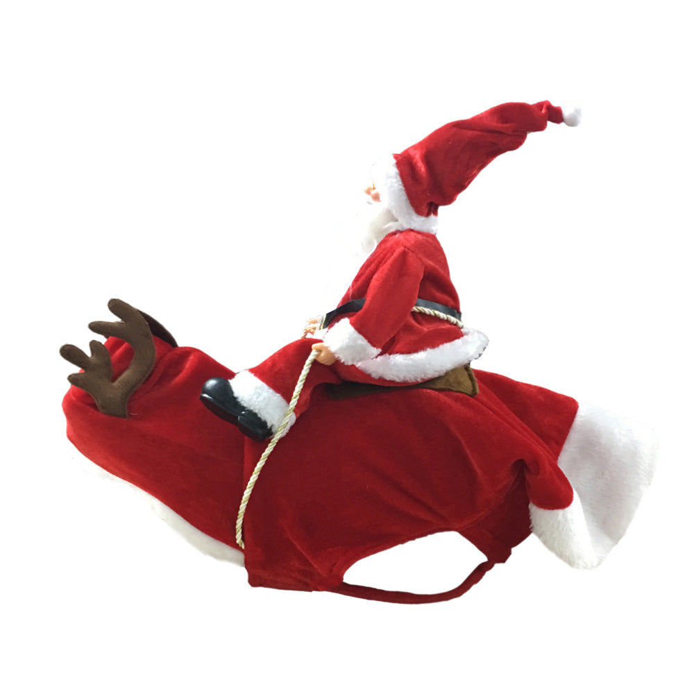 Dog Christmas Clothes Santa Claus Riding Deer - Health and Wellness Innovations