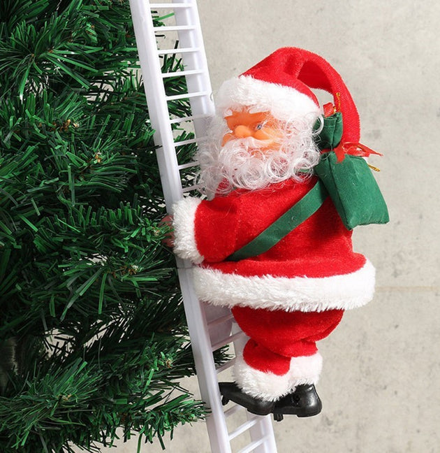 Climbing Ladder Electric Santa Claus Climbing Red Ladder Doll Toy - Health and Wellness Innovations