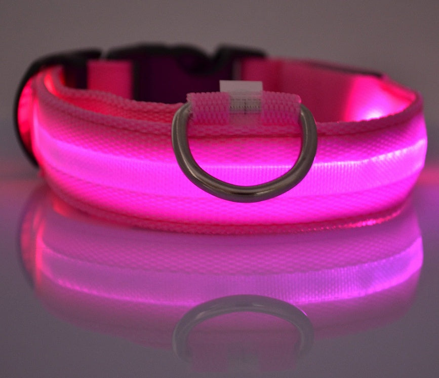 Nylon LED Pet Dog Luminous Collar Night Safety Flashing Glow in Dark Dog Cat Leash Adjustable Pet Supplies - Health and Wellness Innovations