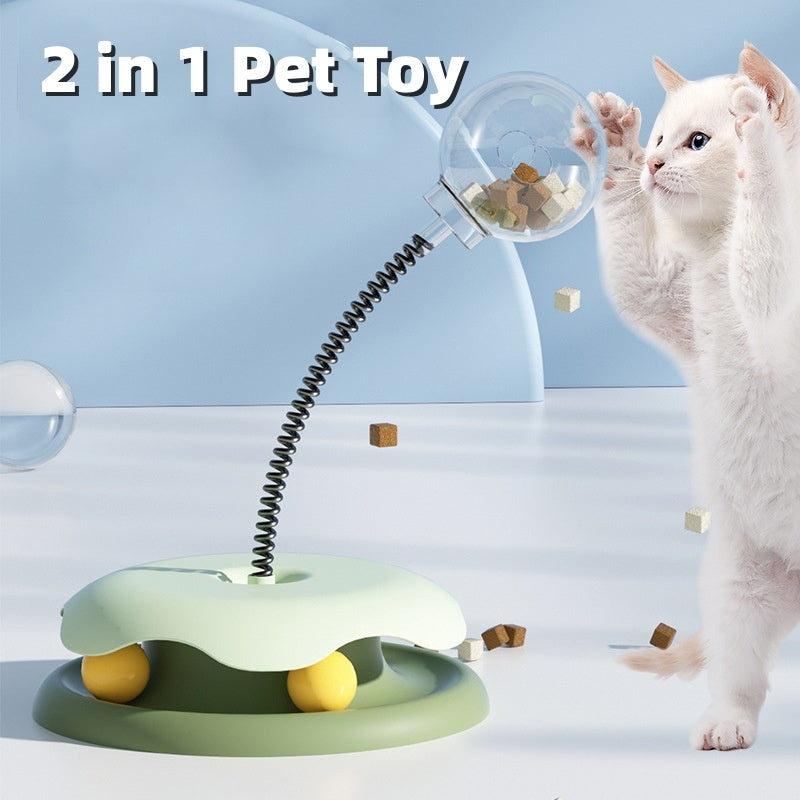 Cat Leakage Food 2 In 1 Toys Turntable Ball Toys Kitten Funny Cat Training Spring Ball Cat Supplies Pet Products - Health and Wellness Innovations
