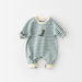 Male And Female Baby Cartoon Striped Dinosaur Embroidery Long-Sleeved Jumpsuit - Health and Wellness Innovations