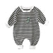 Male And Female Baby Cartoon Striped Dinosaur Embroidery Long-Sleeved Jumpsuit - Health and Wellness Innovations