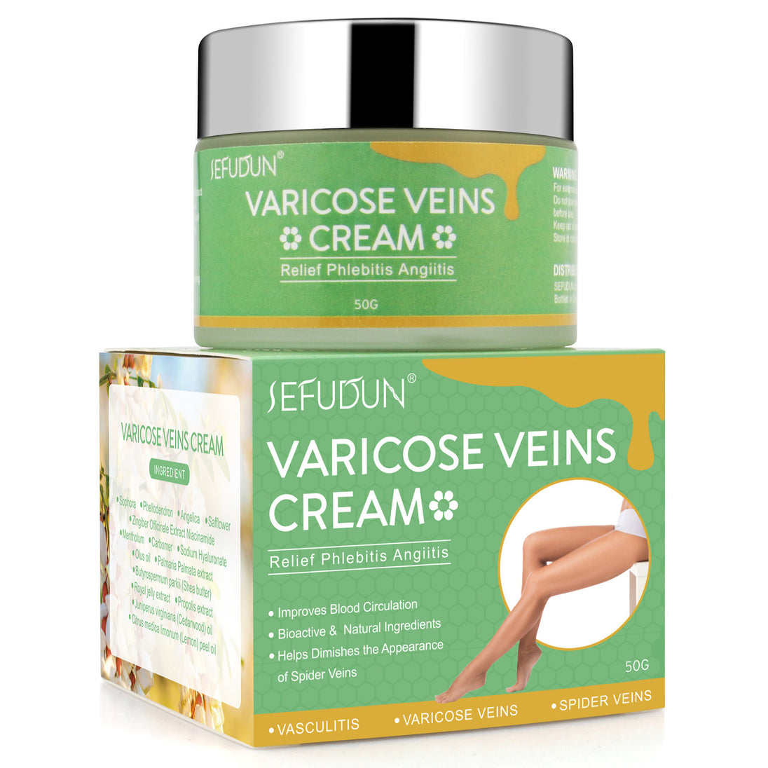 Vein Cream Red Blood Streaks Repair Earthworm Leg Bruises Bulge Relief Pain Safflower Skin care lotion Varicose Cream - Health and Wellness Innovations