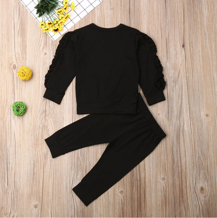 Newborn Baby Boys Girls Ruffles Jumper Solid Long Sleeve Sweatshirt Tops Pants Infant Kids 2Pcs Outfits Clothes Set Fall Clothes - Health and Wellness Innovations