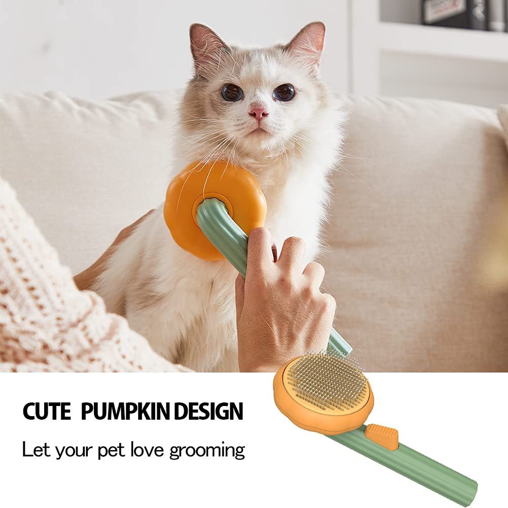 Pet Pumpkin Brush, Pet Grooming Self Cleaning Slicker Brush For Dogs Cats Puppy Rabbit, Cat Brush Grooming Gently Removes Loose Undercoat, Mats Tangled Hair Slicker Brush - Health and Wellness Innovations