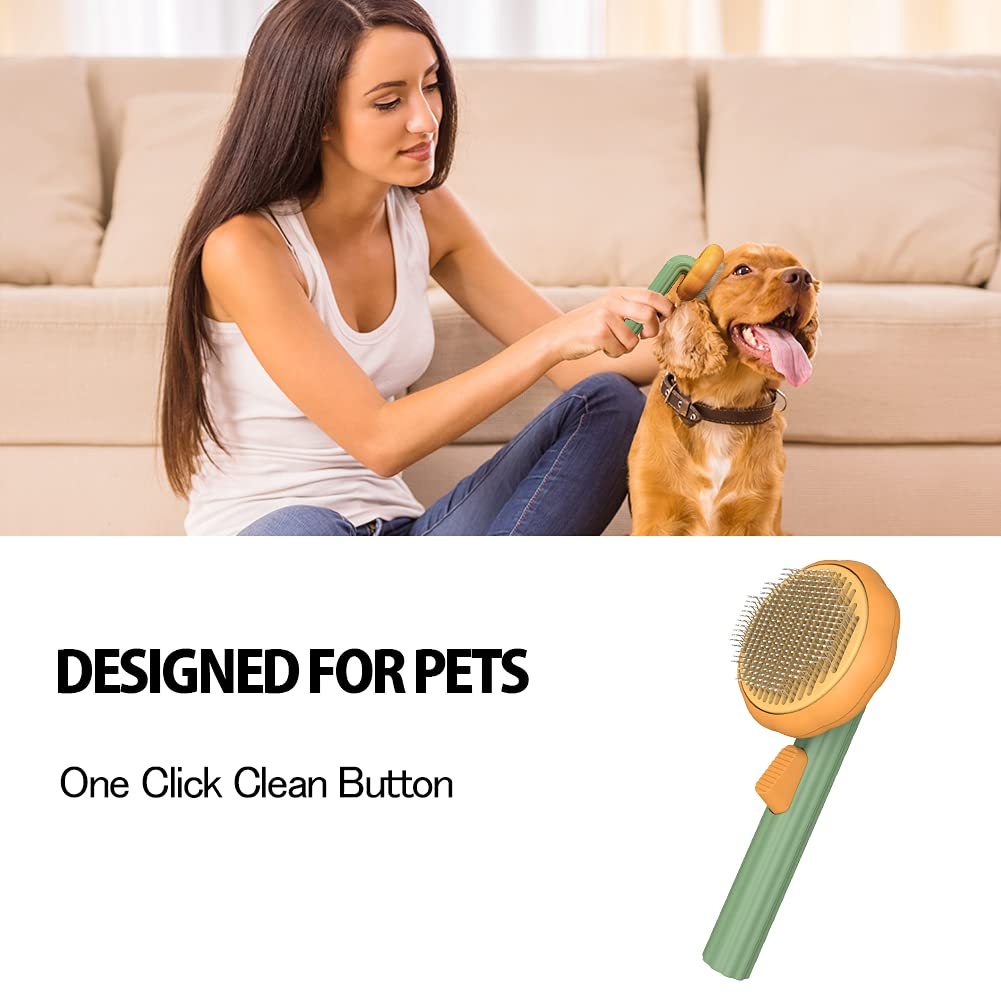 Pet Pumpkin Brush, Pet Grooming Self Cleaning Slicker Brush For Dogs Cats Puppy Rabbit, Cat Brush Grooming Gently Removes Loose Undercoat, Mats Tangled Hair Slicker Brush - Health and Wellness Innovations