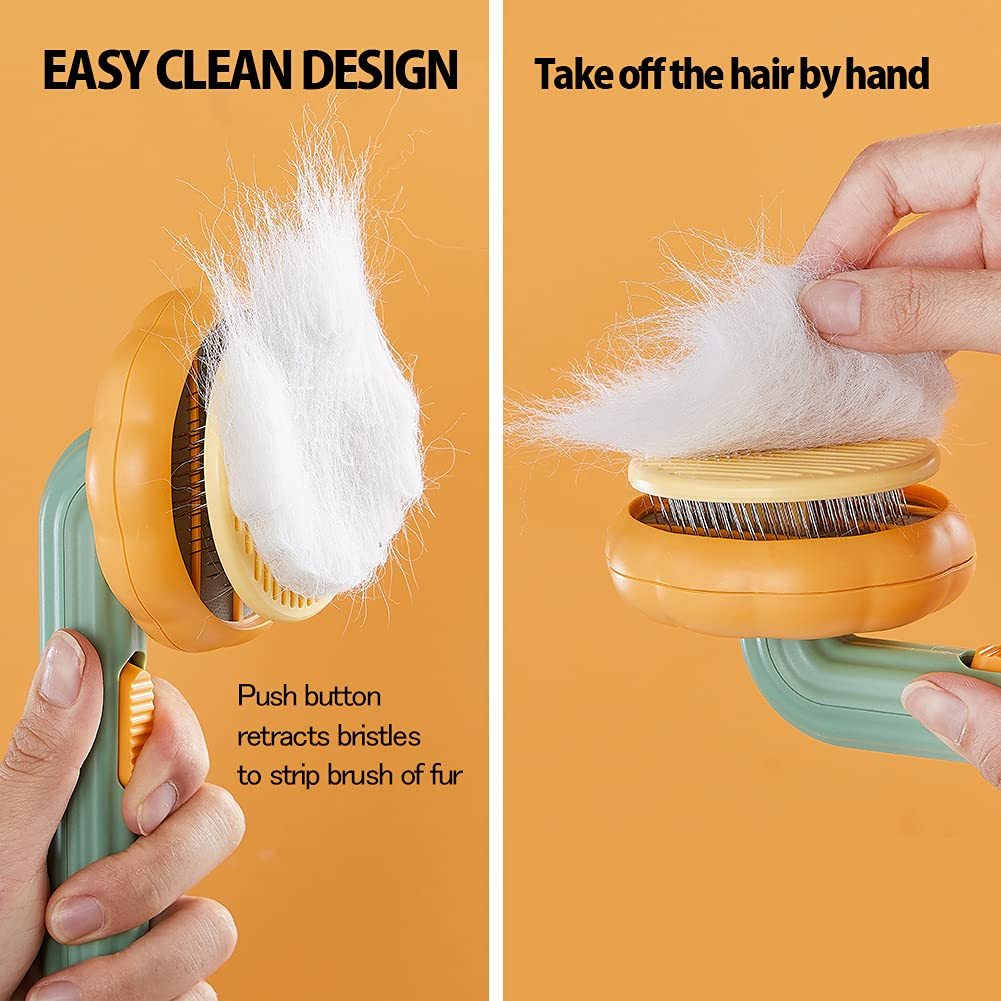 Pet Pumpkin Brush, Pet Grooming Self Cleaning Slicker Brush For Dogs Cats Puppy Rabbit, Cat Brush Grooming Gently Removes Loose Undercoat, Mats Tangled Hair Slicker Brush - Health and Wellness Innovations