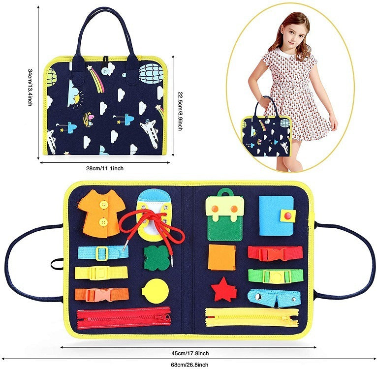 New Busy Book Children's Busy Board Dressing And Buttoning Learning Baby Early Education Preschool Sensory Learning Toy - Health and Wellness Innovations