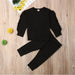 Newborn Baby Boys Girls Ruffles Jumper Solid Long Sleeve Sweatshirt Tops Pants Infant Kids 2Pcs Outfits Clothes Set Fall Clothes - Health and Wellness Innovations