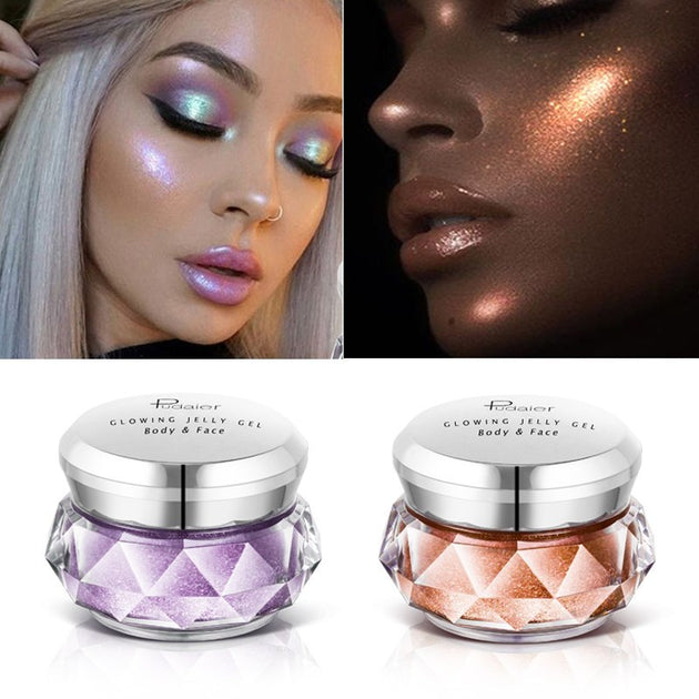 Face Highlighter Jelly Gel Mermaid Eyeshadow Glow Body Glitter Festival Makeup Iluminador Gold Liquid Highlighter Bronzer - Health and Wellness Innovations