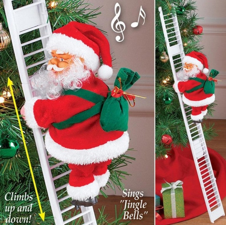 Climbing Ladder Electric Santa Claus Climbing Red Ladder Doll Toy - Health and Wellness Innovations