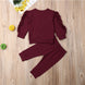 Newborn Baby Boys Girls Ruffles Jumper Solid Long Sleeve Sweatshirt Tops Pants Infant Kids 2Pcs Outfits Clothes Set Fall Clothes - Health and Wellness Innovations