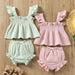 Girls' Solid Color Sling Top Hot Pants Suit - Health and Wellness Innovations
