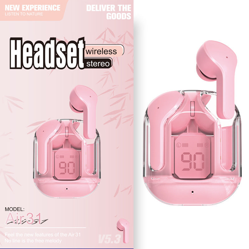 New Mini Transparent Wireless Bluetooth Headset Digital Display ENC Noise Reduction True Wireless Sports Music - Health and Wellness Innovations