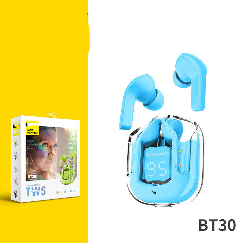 New Mini Transparent Wireless Bluetooth Headset Digital Display ENC Noise Reduction True Wireless Sports Music - Health and Wellness Innovations