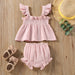 Girls' Solid Color Sling Top Hot Pants Suit - Health and Wellness Innovations