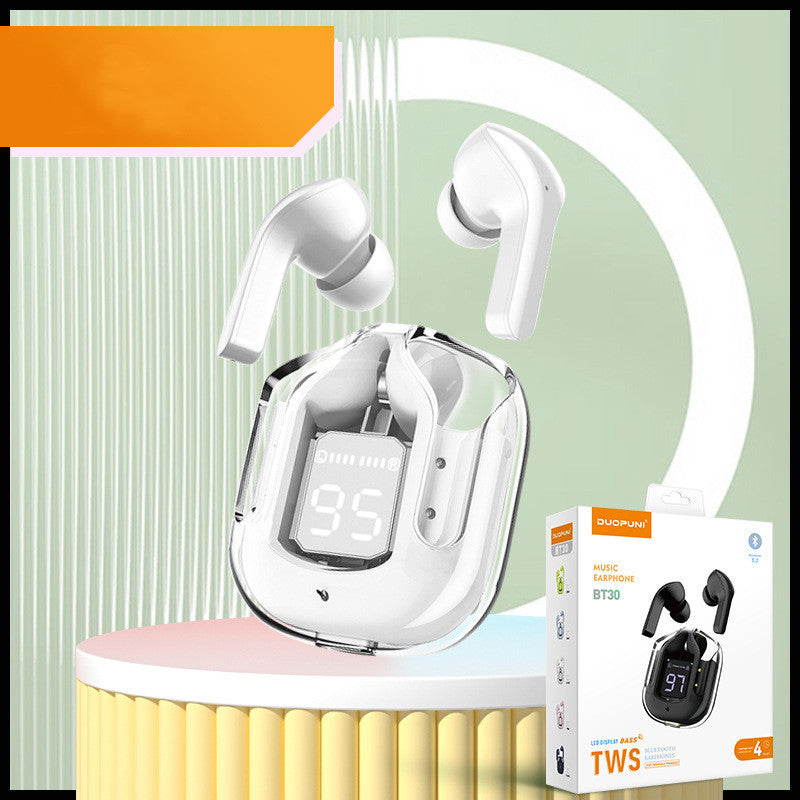 New Mini Transparent Wireless Bluetooth Headset Digital Display ENC Noise Reduction True Wireless Sports Music - Health and Wellness Innovations
