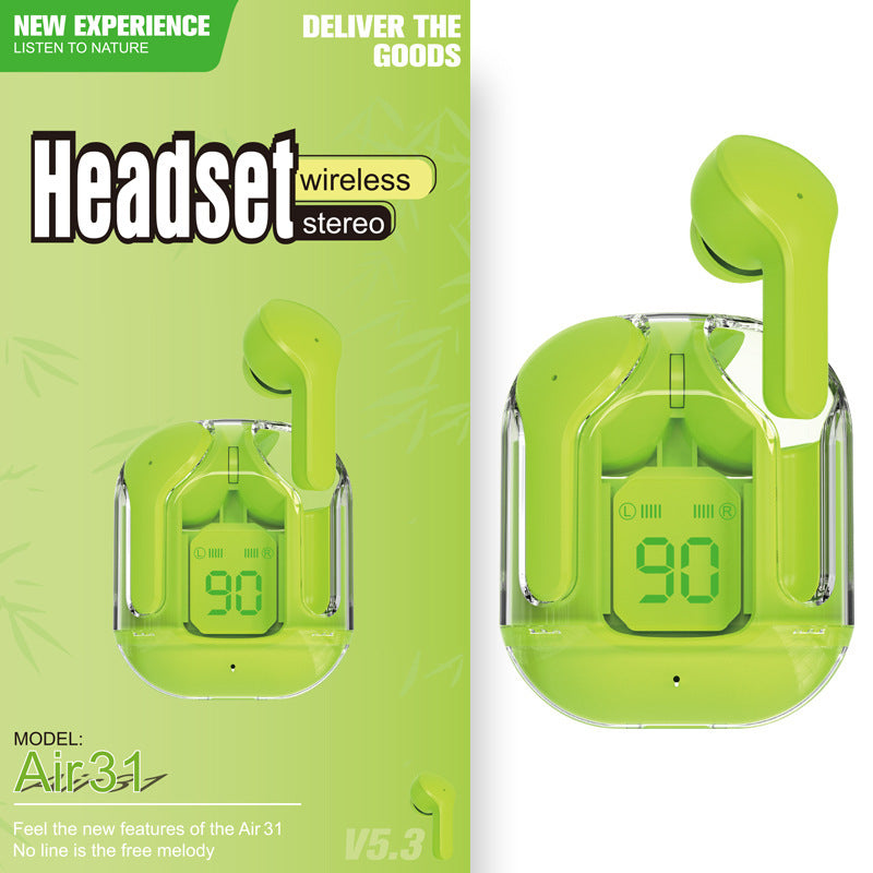 New Mini Transparent Wireless Bluetooth Headset Digital Display ENC Noise Reduction True Wireless Sports Music - Health and Wellness Innovations