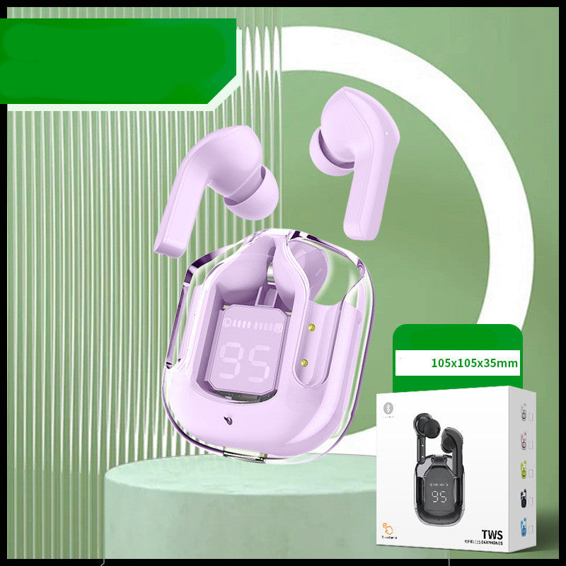 New Mini Transparent Wireless Bluetooth Headset Digital Display ENC Noise Reduction True Wireless Sports Music - Health and Wellness Innovations
