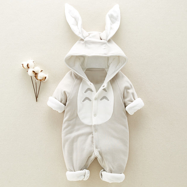 The new cotton padded cotton baby romper thickened chinchilla hooded cotton baby Onesies newborn go climbing clothes - Health and Wellness Innovations
