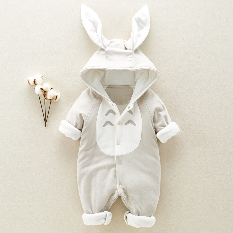 The new cotton padded cotton baby romper thickened chinchilla hooded cotton baby Onesies newborn go climbing clothes - Health and Wellness Innovations