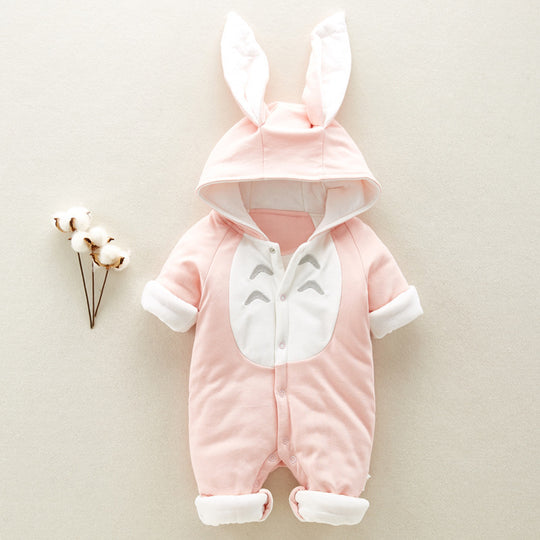 The new cotton padded cotton baby romper thickened chinchilla hooded cotton baby Onesies newborn go climbing clothes - Health and Wellness Innovations