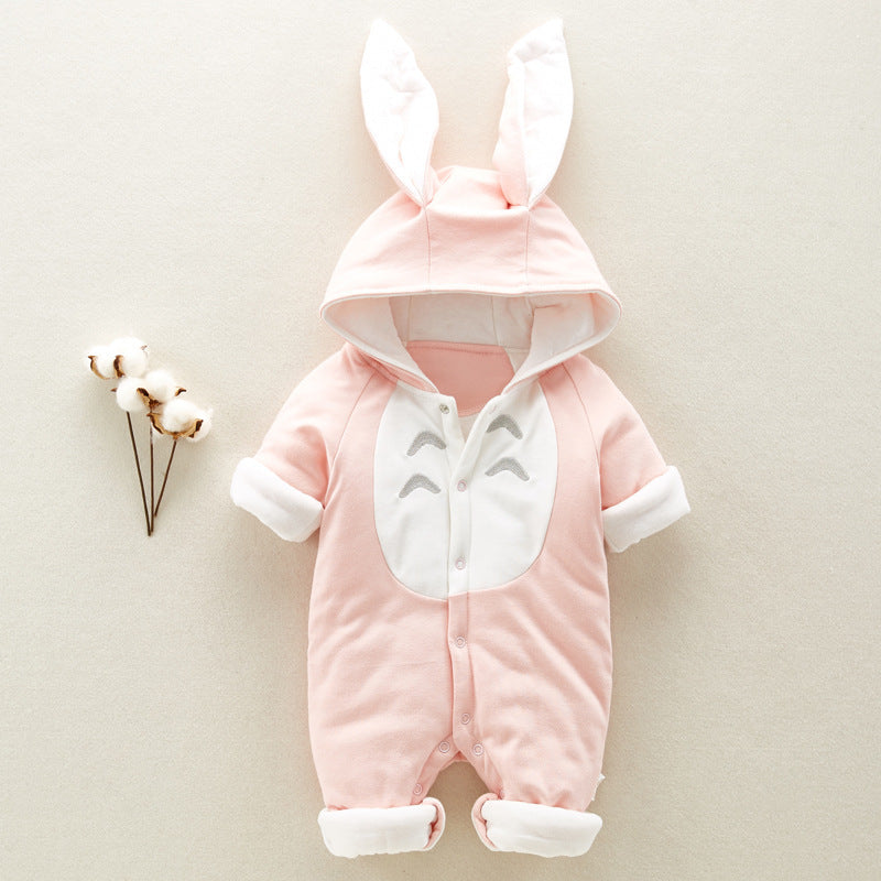 The new cotton padded cotton baby romper thickened chinchilla hooded cotton baby Onesies newborn go climbing clothes - Health and Wellness Innovations