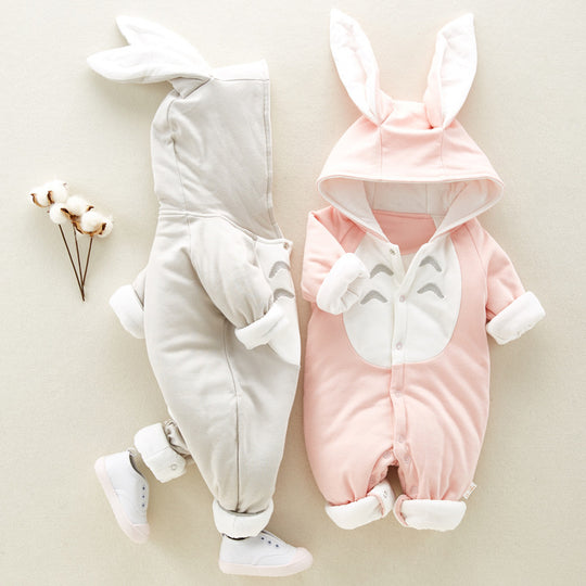 The new cotton padded cotton baby romper thickened chinchilla hooded cotton baby Onesies newborn go climbing clothes - Health and Wellness Innovations