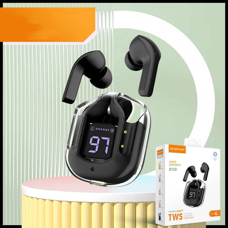 New Mini Transparent Wireless Bluetooth Headset Digital Display ENC Noise Reduction True Wireless Sports Music - Health and Wellness Innovations
