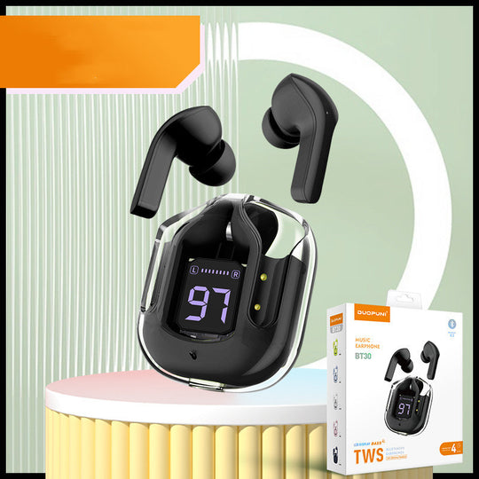 New Mini Transparent Wireless Bluetooth Headset Digital Display ENC Noise Reduction True Wireless Sports Music - Health and Wellness Innovations