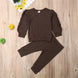 Newborn Baby Boys Girls Ruffles Jumper Solid Long Sleeve Sweatshirt Tops Pants Infant Kids 2Pcs Outfits Clothes Set Fall Clothes - Health and Wellness Innovations