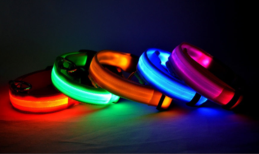 Nylon LED Pet Dog Luminous Collar Night Safety Flashing Glow in Dark Dog Cat Leash Adjustable Pet Supplies - Health and Wellness Innovations
