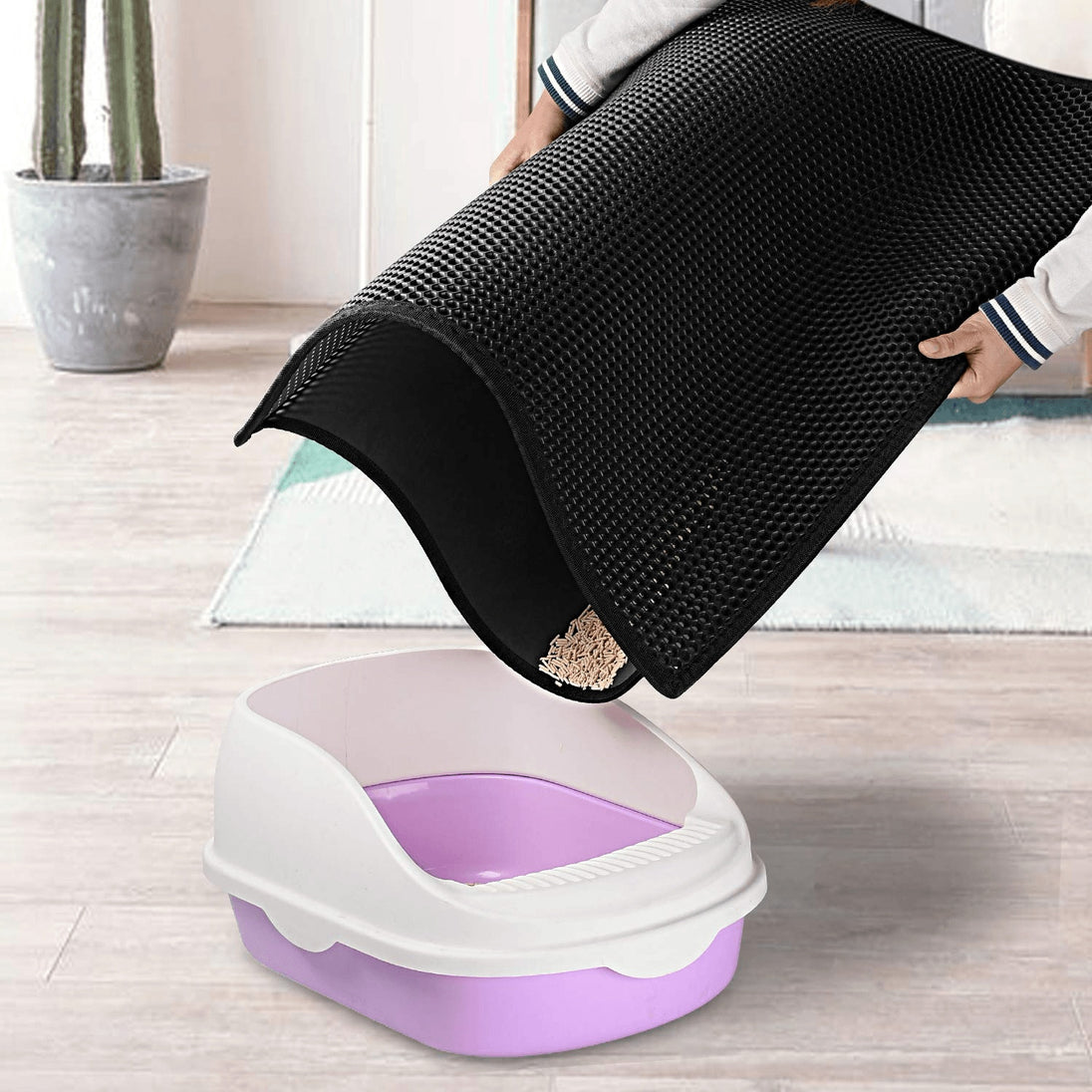Kitty Cat Litter Mat Trapping Honeycomb Double Layer Design Waterproof Double Layer EVA Cat Litter Pad Waterproof Non-slip Sand Basin Filter Kitten Dog Washable Mattress - Health and Wellness Innovations