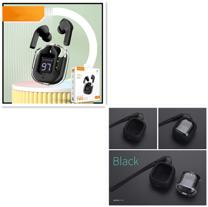 New Mini Transparent Wireless Bluetooth Headset Digital Display ENC Noise Reduction True Wireless Sports Music - Health and Wellness Innovations