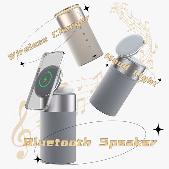 3 In 1 Multi-Function IPhone And AirPods Wireless Charger Portable Bluetooth Speaker With Touch Lamp For Home And Office - Health and Wellness Innovations