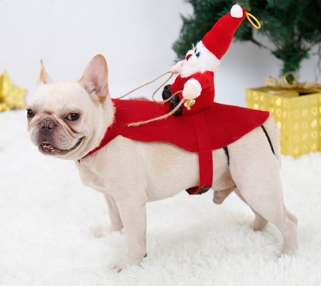 Dog Christmas Clothes Santa Claus Riding Deer - Health and Wellness Innovations