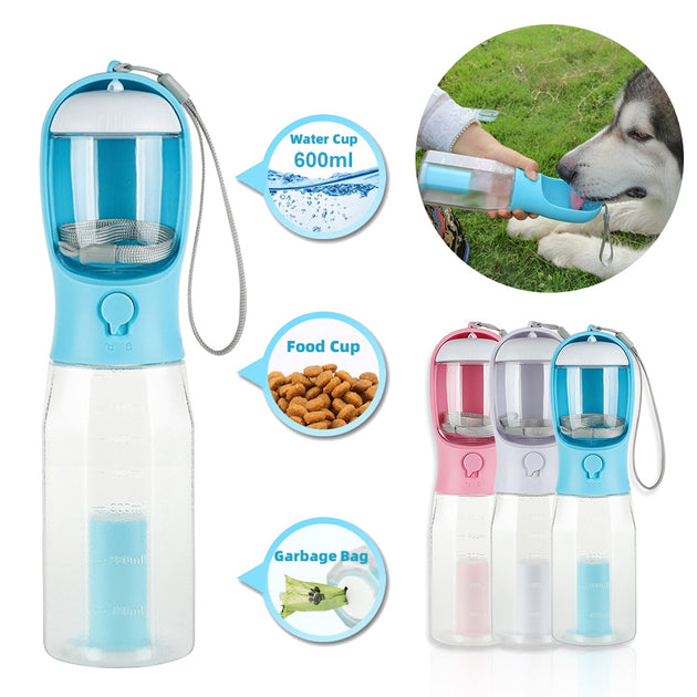 Portable Cat Dog Water Bottle Food Feeder Drinker Poop Dispenser 3 In 1 Leak-proof Multifunctional Dog Water Bottle Pet Products - Health and Wellness Innovations