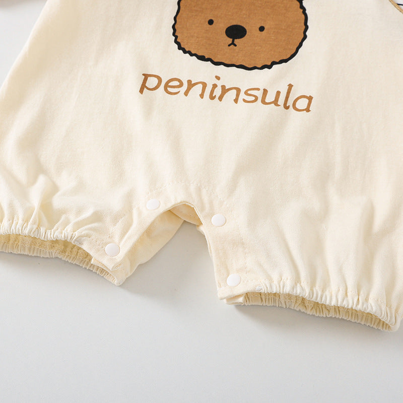 Cartoon Bear Print Baby Short Sleeve Rompers - Health and Wellness Innovations