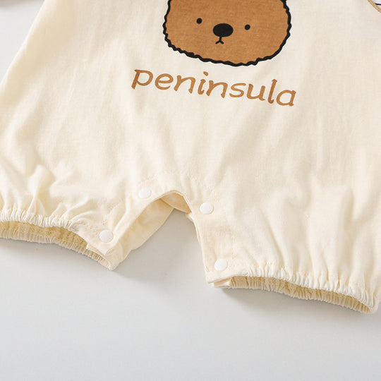 Cartoon Bear Print Baby Short Sleeve Rompers - Health and Wellness Innovations