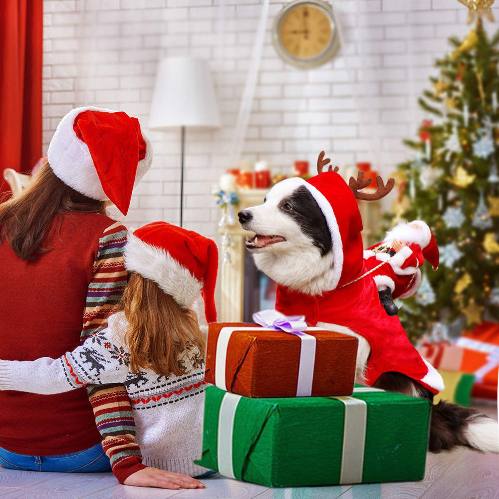 Dog Christmas Clothes Santa Claus Riding Deer - Health and Wellness Innovations