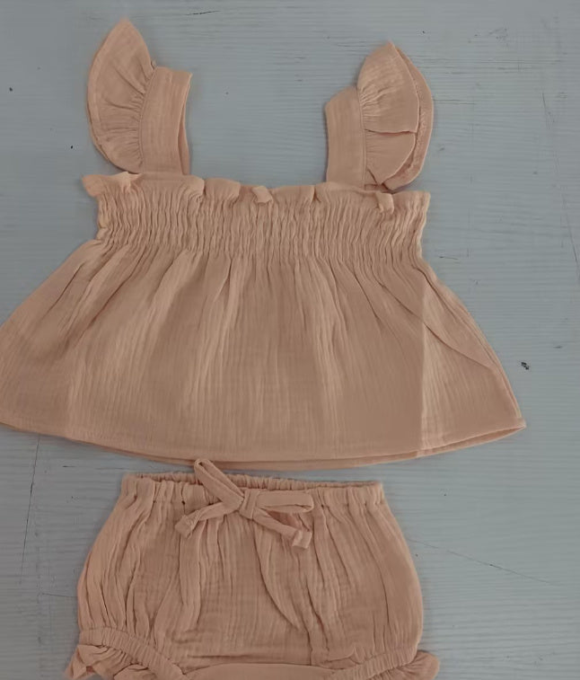 Girls' Solid Color Sling Top Hot Pants Suit - Health and Wellness Innovations