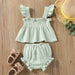Girls' Solid Color Sling Top Hot Pants Suit - Health and Wellness Innovations