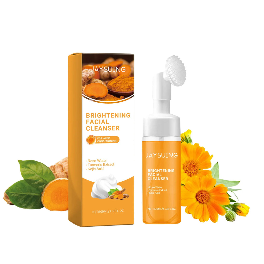 Jaysuing 100ml Kojic Acid Turmeric Cleanser Anti Acne Oil Control Blackhead Remover Shrink Pores Facial Exfoliating Cleanser - Health and Wellness Innovations