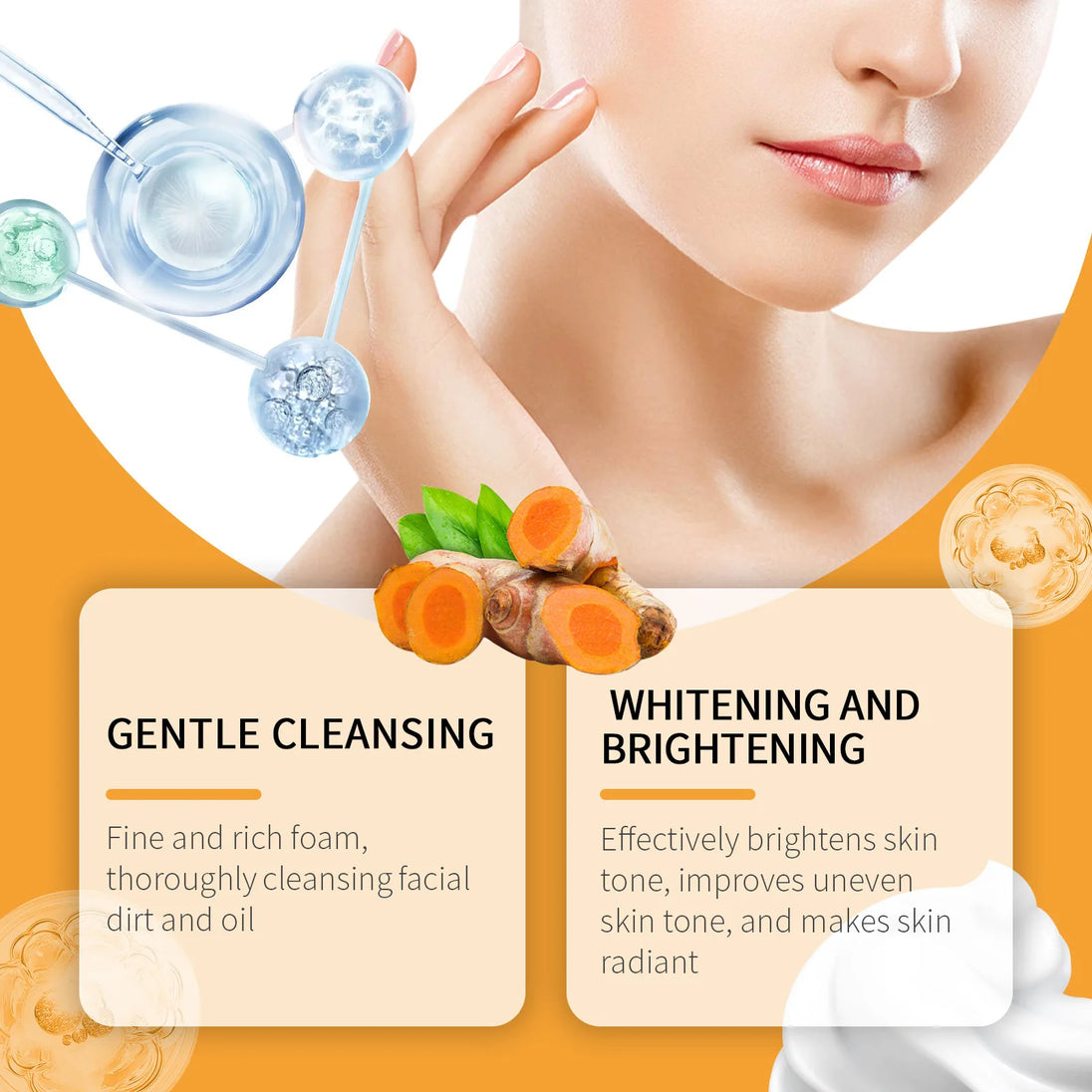 Jaysuing 100ml Kojic Acid Turmeric Cleanser Anti Acne Oil Control Blackhead Remover Shrink Pores Facial Exfoliating Cleanser - Health and Wellness Innovations