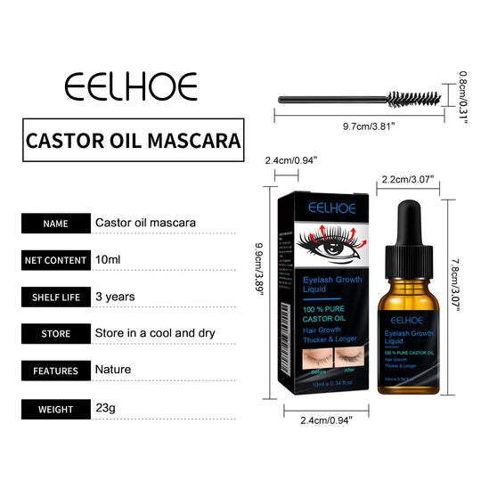 Eelhoe 10ml Castor Oil Fast Growth Eyelash Serum Eyebrow Enhancer Nourish Natural Lengthening Thickening Eye Lash Curling Serum - Health and Wellness Innovations