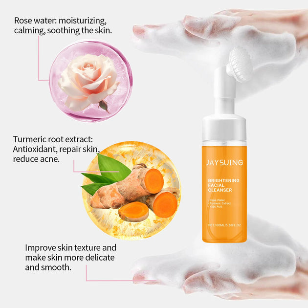 Jaysuing 100ml Kojic Acid Turmeric Cleanser Anti Acne Oil Control Blackhead Remover Shrink Pores Facial Exfoliating Cleanser - Health and Wellness Innovations